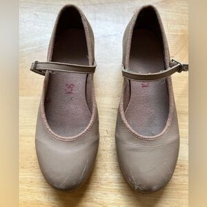 Bloch Tap-On Leather Nude heeled tap shoes Sz 1